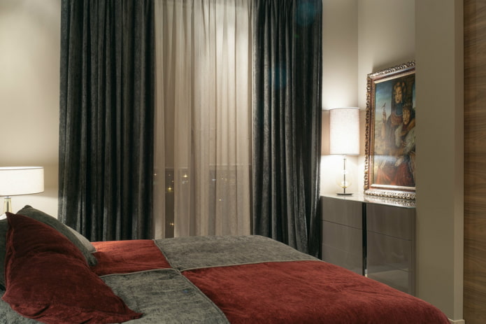 cortinas de veludo preto no quarto