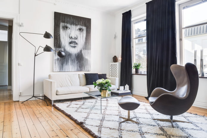 cortinas de veludo preto em estilo moderno