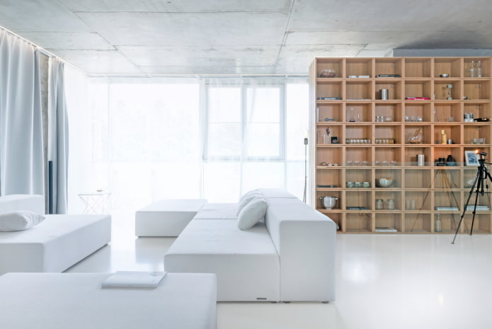 móveis de sala em tons de branco
