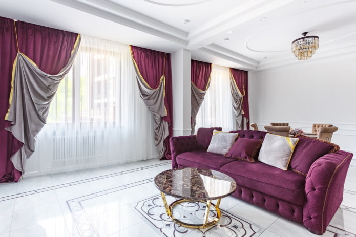 design de interiores de sala de estar em tons de branco