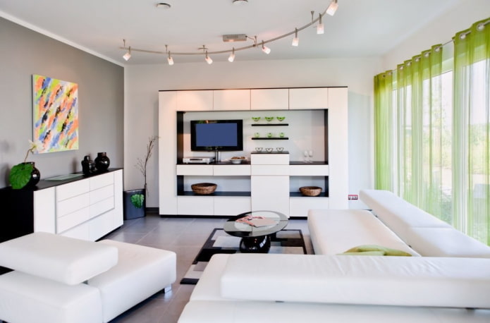 móveis de sala em tons de branco