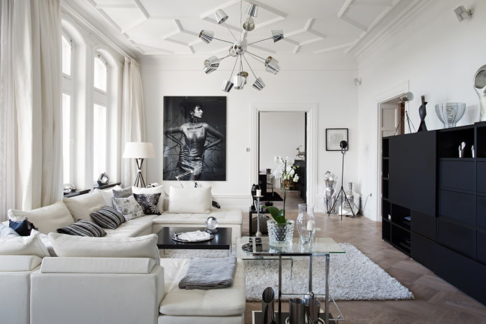 móveis de sala em tons de branco