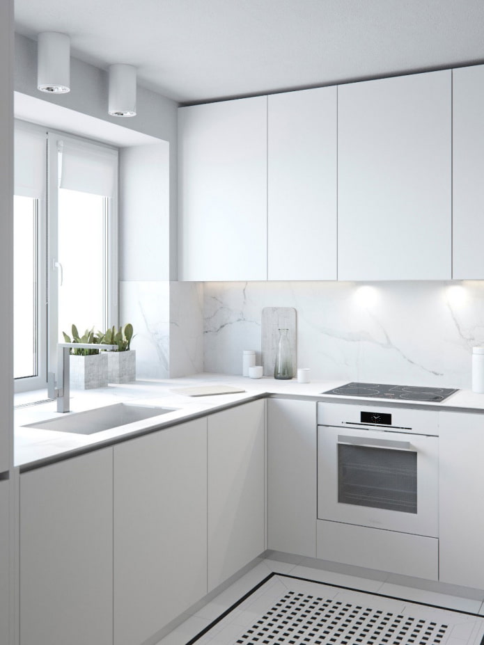 cozinha branca em estilo minimalista