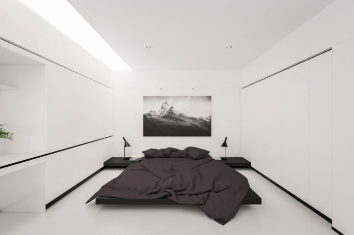 interior de quarto branco em estilo minimalista