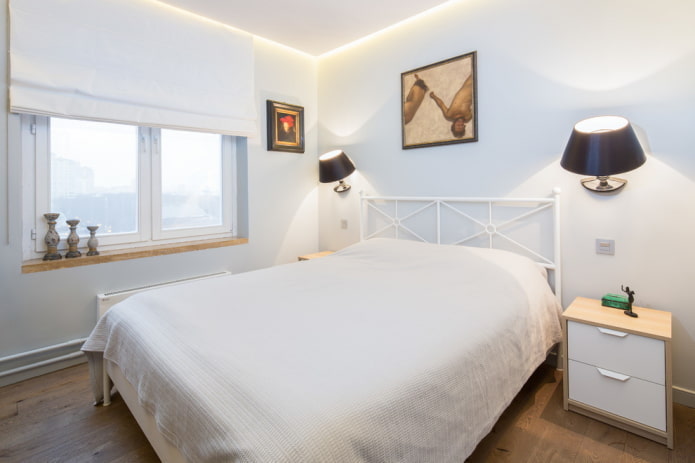 iluminação no interior do quarto em tons de branco