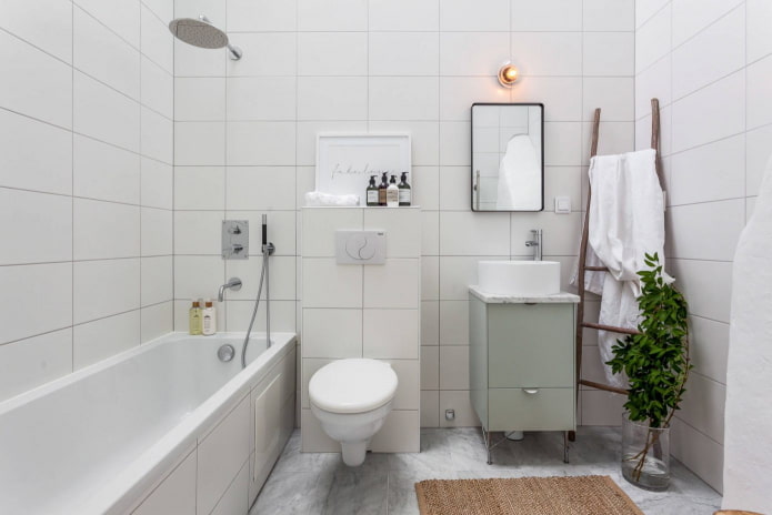 banheiro branco em estilo escandinavo