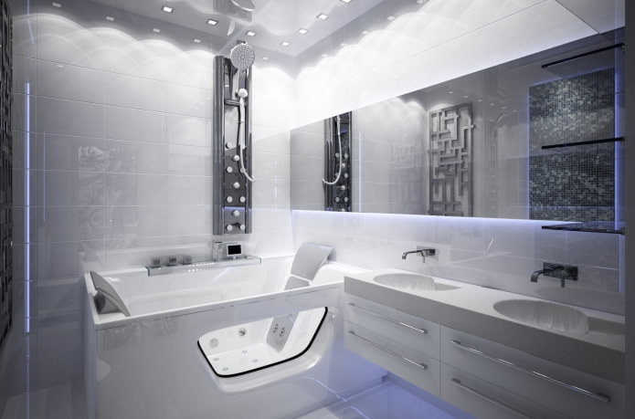 banheiro branco em estilo high-tech