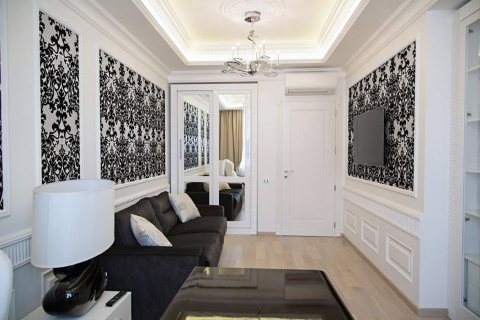 papel de parede combinado preto e branco