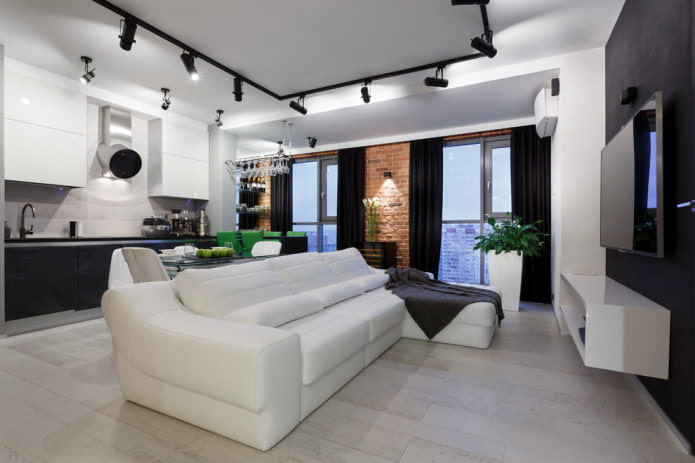 cortinas pretas sofá branco