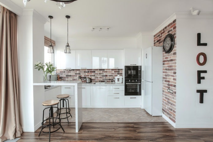 conjunto de cozinha brilhante