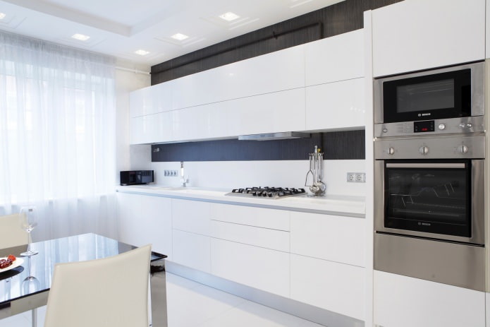 conjunto de cozinha linear sem acessórios em estilo minimalista