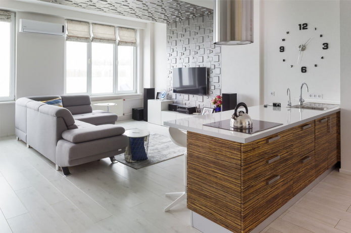 sala de estar com piso claro