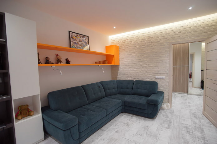 Laminado branco e cinza na sala de estar
