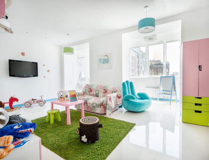 quarto infantil com piso brilhante