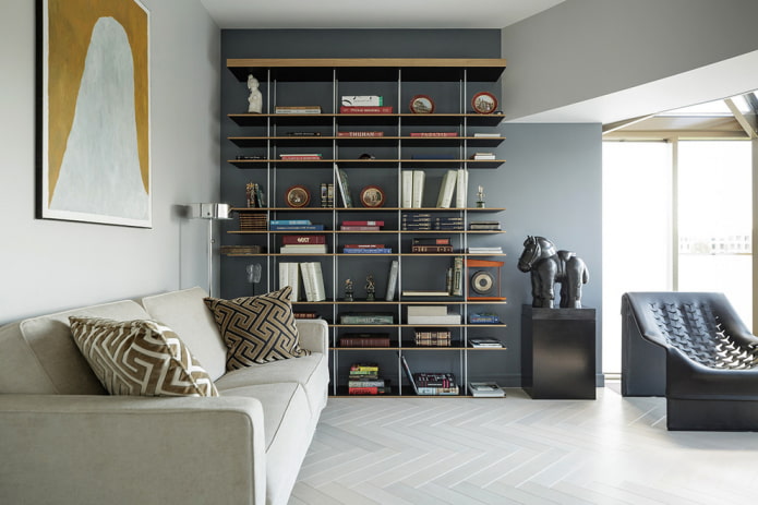 sala de estar com parquet branco