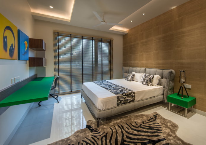 quarto com piso branco brilhante