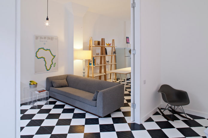 Piso preto e branco