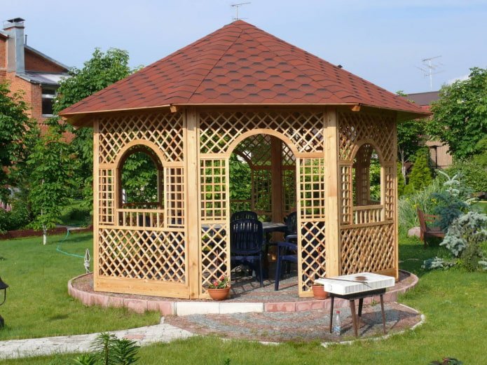 gazebo de ripas no jardim