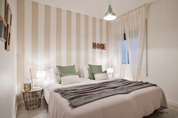interior de quarto branco e bege em um estilo moderno