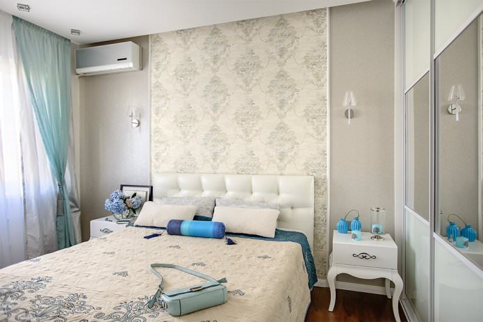 papel de parede bege combinado no quarto