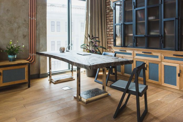 cozinha-sala de jantar em estilo loft