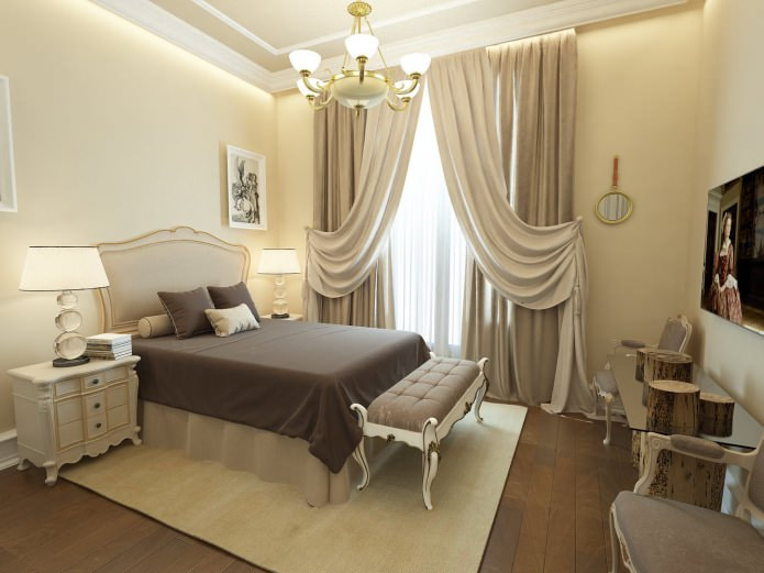 quarto bege com colcha marrom
