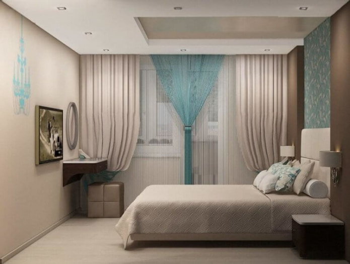 interior de quarto turquesa e bege