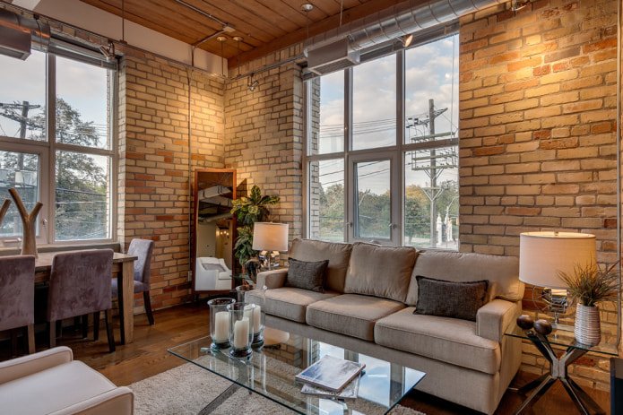 sala de estar em estilo loft