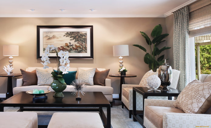 sala de estar em estilo americano