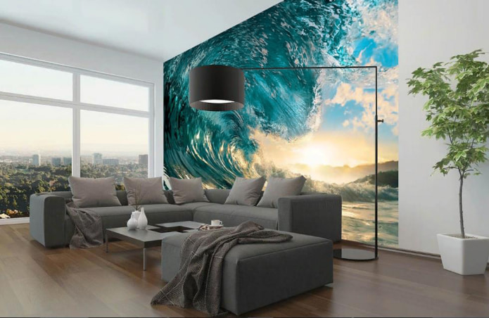 papel de parede fotográfico com padrão de ondas