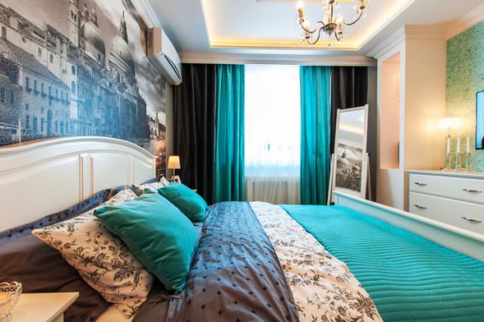 Cortinas pretas e turquesa