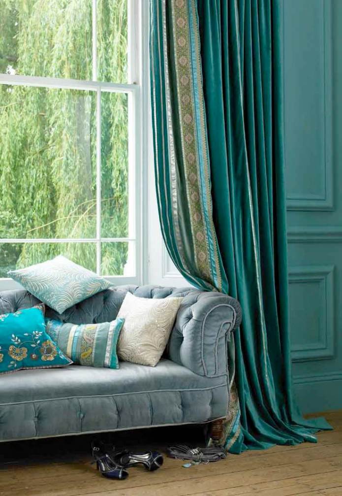 cortinas de veludo turquesa