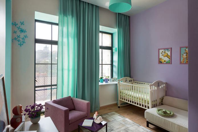 cortinas turquesa no quarto infantil