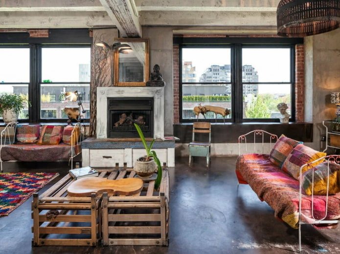 uma mistura dos estilos boho e loft