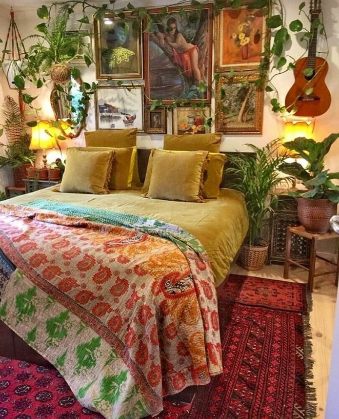 quarto colorido no estilo boho