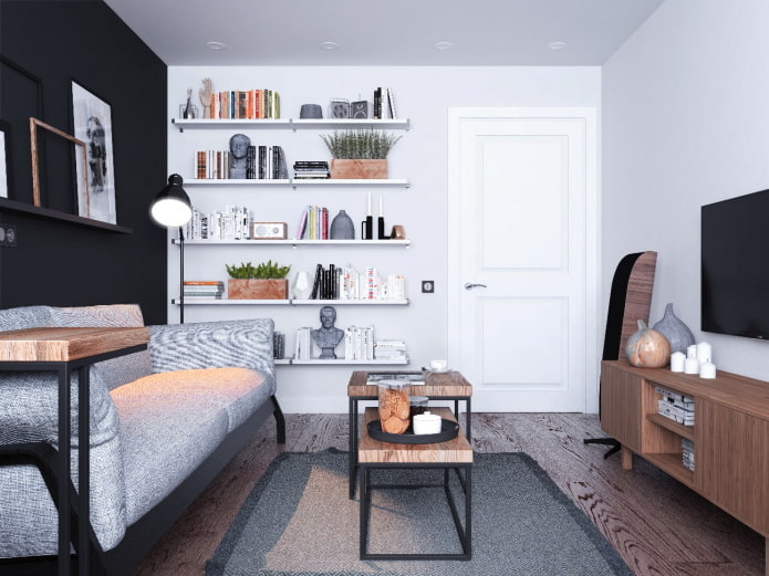 Design de sala de estar em um Brezhnevka