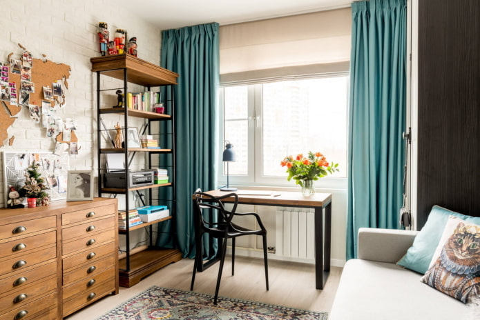 Design de um quarto para uma adolescente em um Brezhnevka