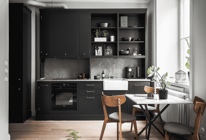 conjunto de cozinha preto