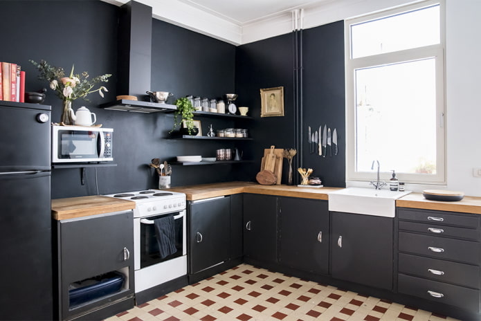 conjunto de cozinha preto
