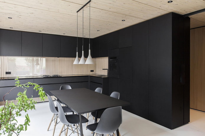 cozinha preta em estilo minimalista