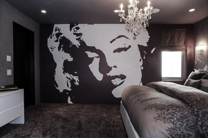 design de interiores de quarto em tons de preto