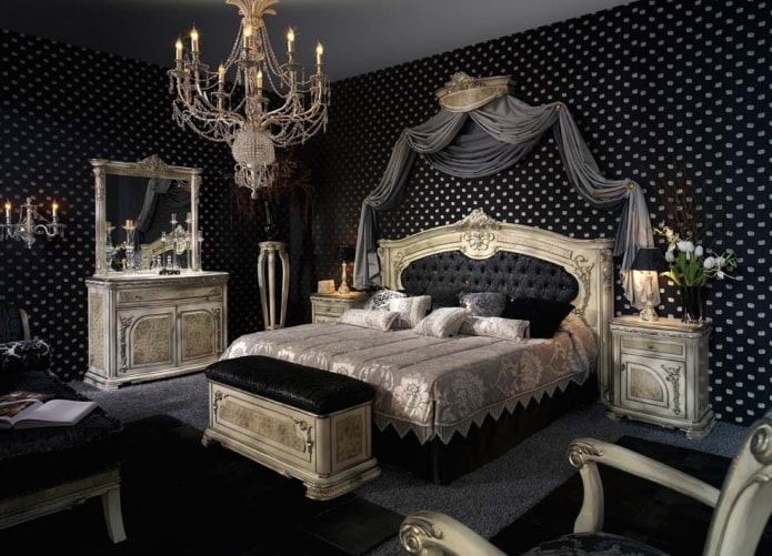 quarto preto em estilo barroco