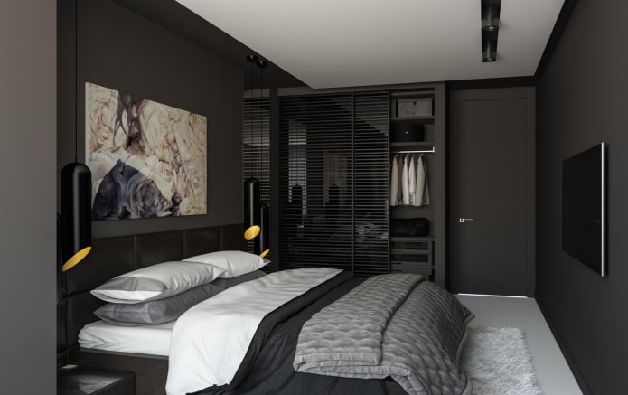 quarto preto em estilo moderno