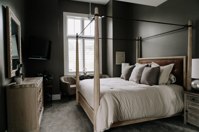 design de interiores de quarto preto
