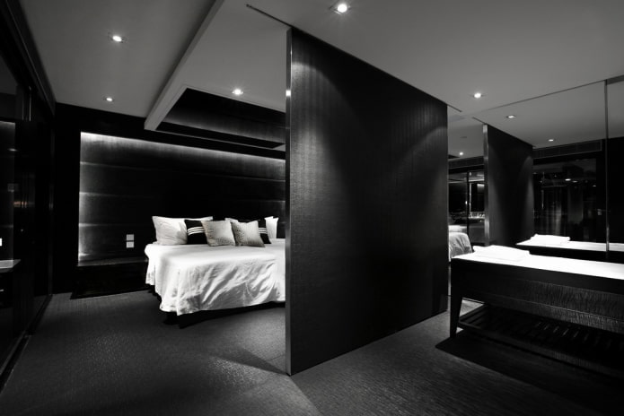design de interiores de quarto preto