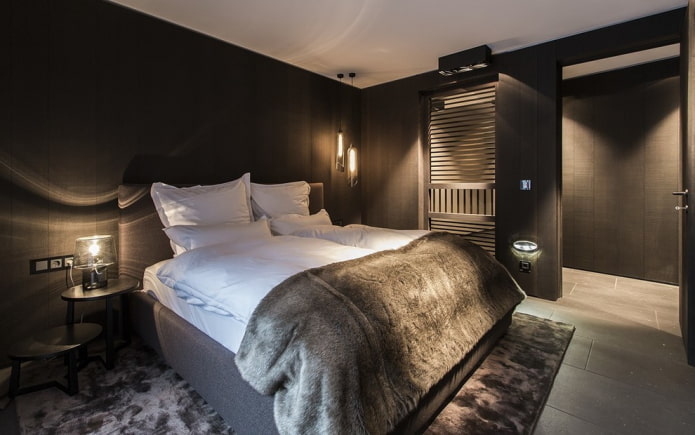 design de interiores de quarto preto