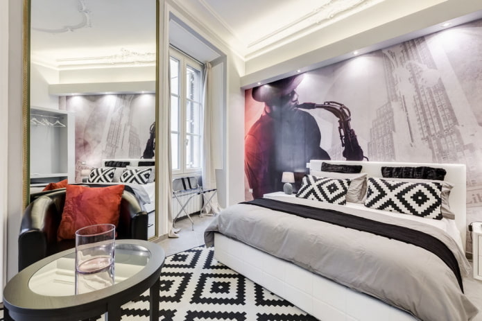 decoração de quarto preto e branco