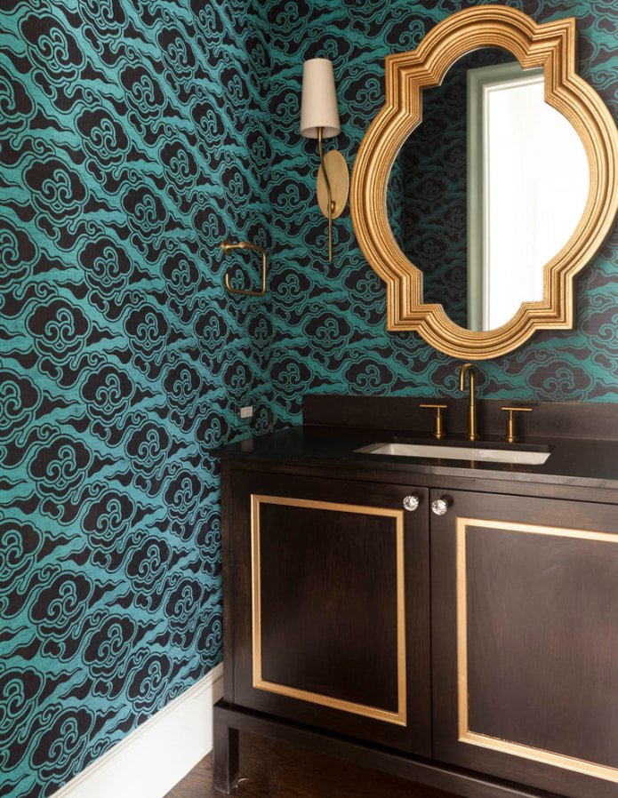 papel de parede preto e turquesa