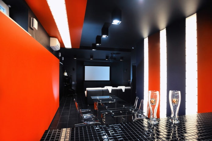 interior preto e vermelho