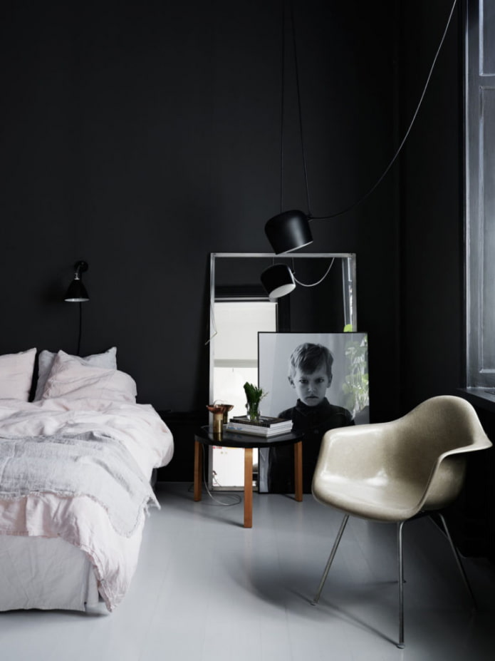 quarto com parede preta
